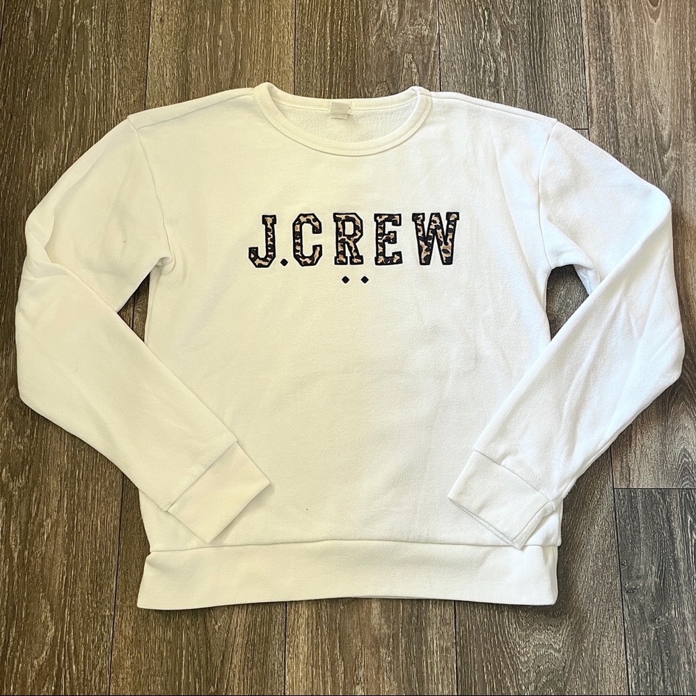 J. Crew Girls Crewcuts Leopard Cheetah Animal Print Cream Sweatshirt Size XL